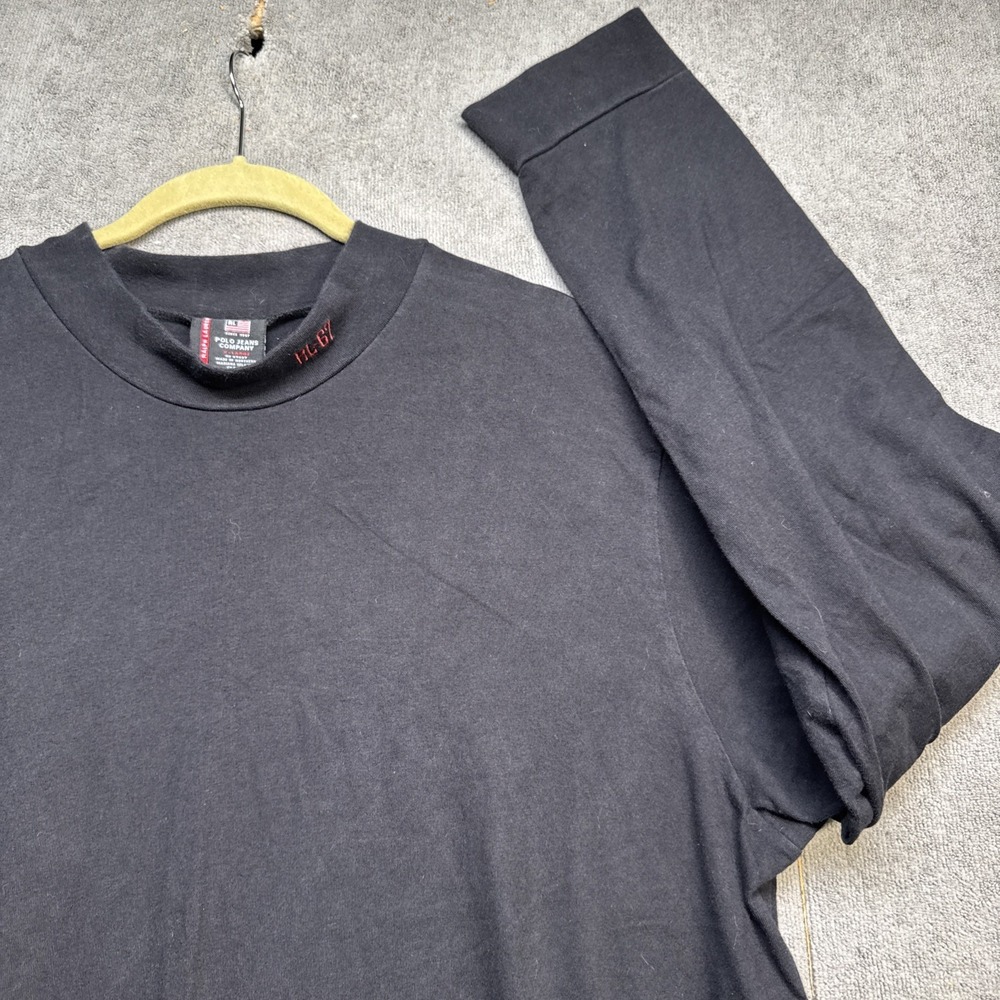 Polo Jeans Co Ralph Lauren Black Long Sleeve Crew Neck T Shirt Men's XL